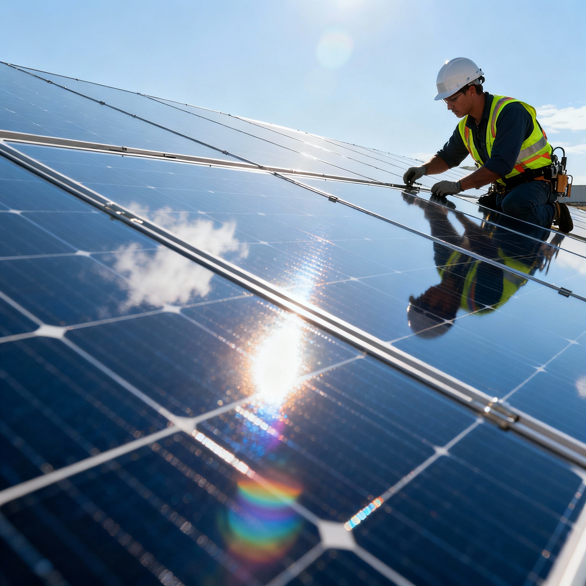 Solar energy installation with engineers